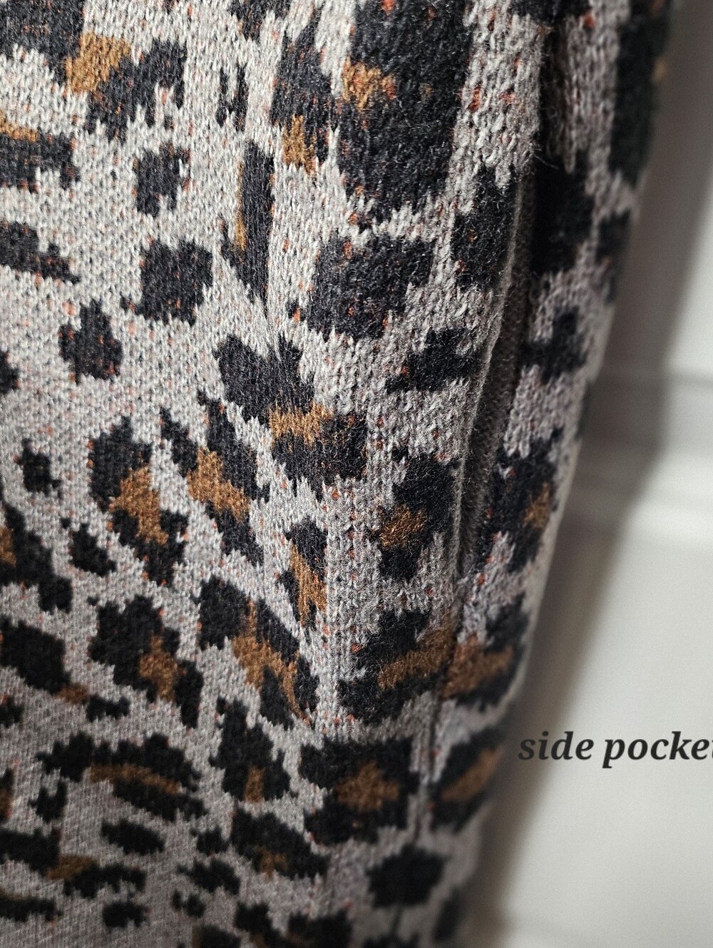 By Design Small Long Cardigan Sweater Leopard Aztec Boho Open Front Pockets NWT - Picture 4 of 11